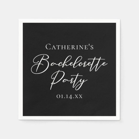 Chic Black White Minimalist Bachelorette Party Servet (Voorkant)