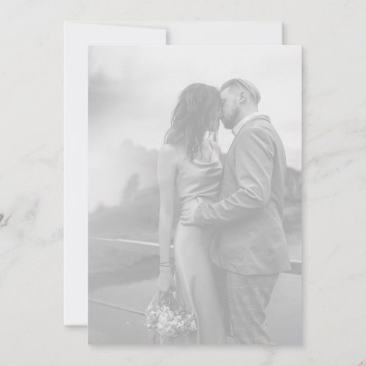 Chic Black & White Minimalist Custom Photo Wedding Kaart (Achterkant)