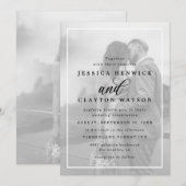 Chic Black & White Minimalist Custom Photo Wedding Kaart (Voorkant / Achterkant)
