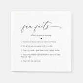 Chic Black White Minimalist Fun Facts Wedding Servet (Voorkant)