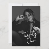 Chic Black & White Modern21st Photo Birthday Kaart (Voorkant)