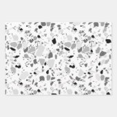 Chic Black & White Modern Pattern Terrazzo Inky Inpakpapier Vel (Voorkant)