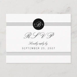 Chic Black White Monogram Response RSVP Briefkaart