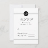 Chic Black White Monogram Response RSVP Card (Voorkant)