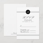 Chic Black White Monogram Response RSVP Card (Voorkant / Achterkant)