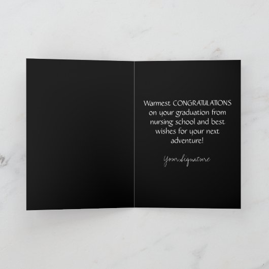 Chic Black White Neurse Afstuderen gefeliciteerd Kaart (Binnen)