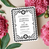 Chic Black & White Papel Picado Geïnspireerd huwel Kaart