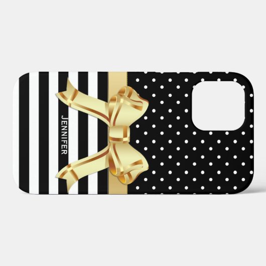 Chic Black & White Patronen Case-Mate iPhone Case (Achterkant (horizontaal))