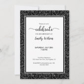 Chic Black White Pattern 40th Birthday Invitation Kaart (Voorkant)