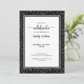 Chic Black White Pattern 40th Birthday Invitation Kaart (Staand voorkant)