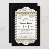 Chic Black & White Pearl Save-The-Date Kaart (Voorkant / Achterkant)