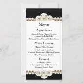 Chic Black & White Pearl Wedding Menu (Voorkant)