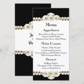 Chic Black & White Pearl Wedding Menu (Voorkant / Achterkant)