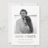 Chic Black & White Photo Gold Text Bewaar de datum Save The Date (Voorkant)