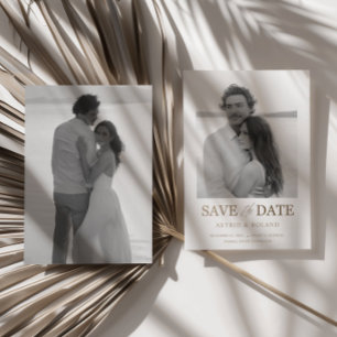 Chic Black & White Photo Gold Text Bewaar de datum Save The Date