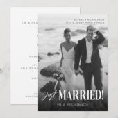 Chic Black & White Photo Typografie Gewoon gehuwd Kaart (Voorkant / Achterkant)