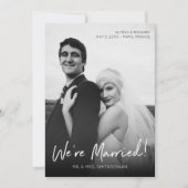 Chic Black & White Photo Typography Wedding Kaart (Voorkant)