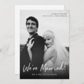 Chic Black & White Photo Typography Wedding Kaart (Voorkant / Achterkant)