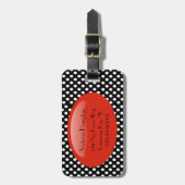Chic Black & White Polka Dot Bagagelabel (Voorkant verticaal)