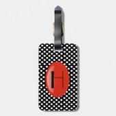 Chic Black & White Polka Dot Bagagelabel (Achterkant verticaal)