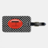 Chic Black & White Polka Dot Bagagelabel (Achterkant horizontaal)