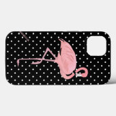 Chic Black & White Polka Dot met roze flamingo Case-Mate iPhone Case (Achterkant (horizontaal))