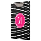 Chic Black White Polka Dots Hot Pink gepersonalise Klembord (Links)