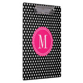 Chic Black White Polka Dots Hot Pink gepersonalise Klembord (Rechts)
