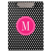 Chic Black White Polka Dots Hot Pink gepersonalise Klembord (Voorkant)
