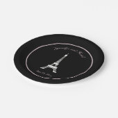 Chic Black White roze Franse olifantentoren bruilo Papieren Bordje (Gekanteld)