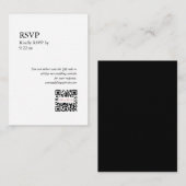 Chic Black White RSVP QR Code Option Informatiekaartje (Voorkant / Achterkant)