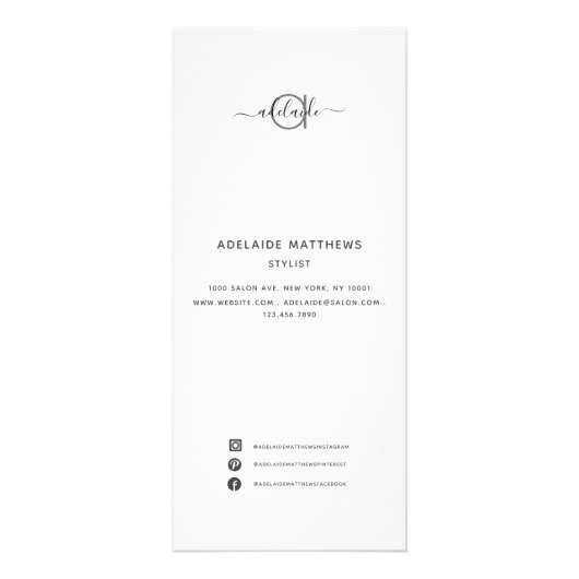 Chic Black White Salon Makeup Artist Service Menu (Voorkant)
