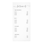 Chic Black White Salon Makeup Artist Service Menu (Achterkant)