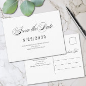 Chic Black White Script Wedding Sla de datum op Briefkaart