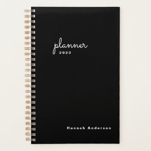 Chic Black White Script Weekelijks Maandelijks nie Planner