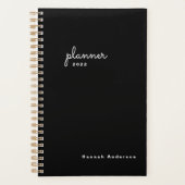 Chic Black White Script wekelijks niet-gedateerd Planner (Voorkant)