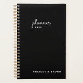 Chic Black White Script wekelijks niet-gedateerd Planner (Voorkant)