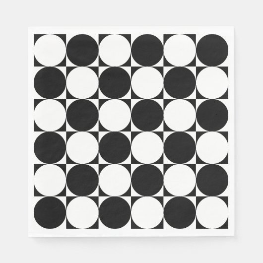 Chic Black White Seventies Circles Squares Patroon Servet (Voorkant)