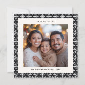 Chic Black & White Snowflake Photo Christmas Card Kaart (Voorkant)