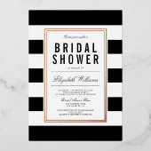 Chic Black White Striped Vrijgezellenfeest Roos Go Folie Uitnodiging (Voorkant)