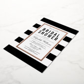 Chic Black White Striped Vrijgezellenfeest Roos Go Folie Uitnodiging (Gedraaid)