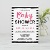 Chic Black & White Stripes Baby shower uitnodiging (Staand voorkant)