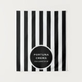 Chic Black & White Stripes Business Name Event  Wandkleed (Voorkant)