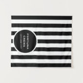 Chic Black & White Stripes Business Name Event  Wandkleed (Voorkant (horizontaal))