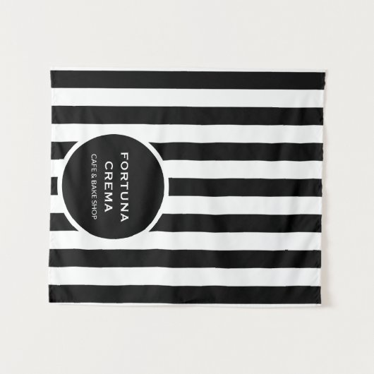 Chic Black & White Stripes Business Name Event  Wandkleed (Voorkant (horizontaal))