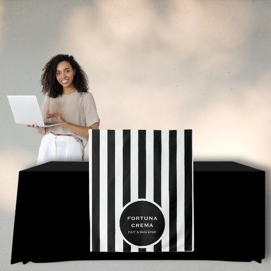 Chic Black & White Stripes Business Name Event  Wandkleed