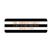 Chic Black White Stripes Halloween Return Address Etiket (Voorkant)
