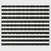 Chic Black & White Stripes met Gold Polka Dots Cadeaupapier (Vlak)