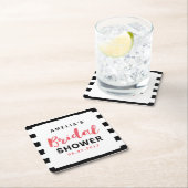 Chic Black & White Stripes Red Vrijgezellenfeest Kartonnen Onderzetters (Insitu)