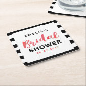 Chic Black & White Stripes Red Vrijgezellenfeest Kartonnen Onderzetters (Schuin)